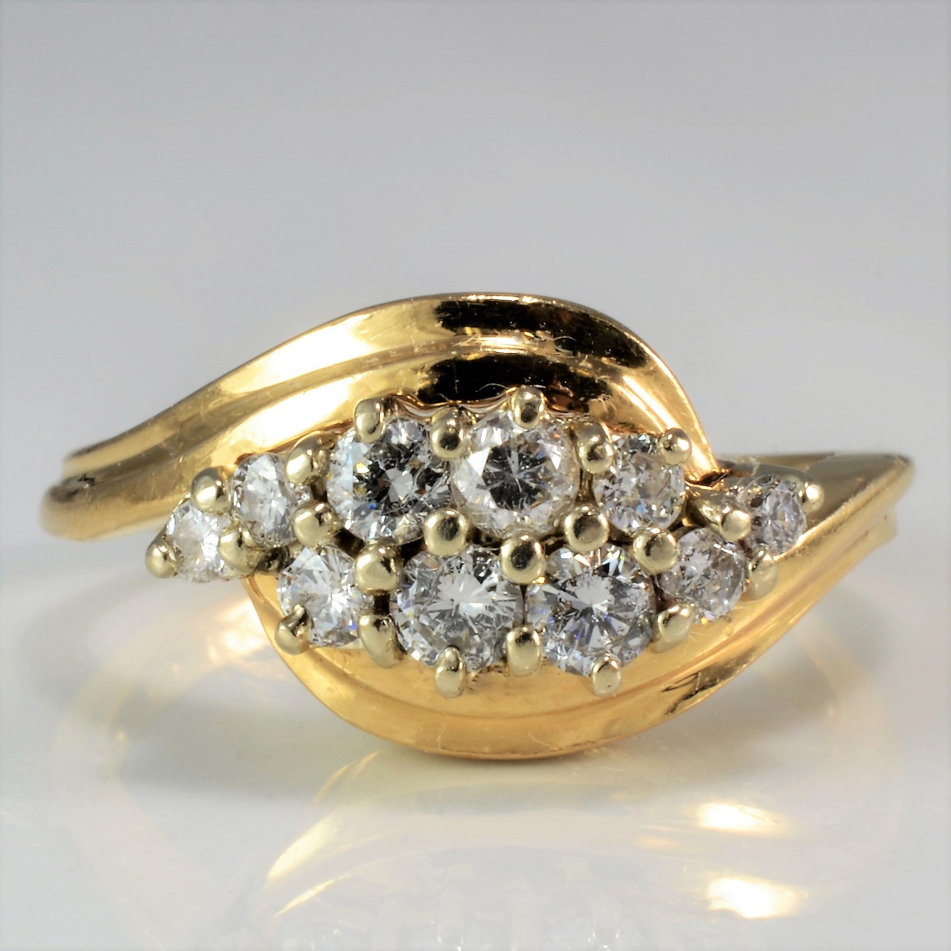 Diamond Cluster Bypass Wave Ring | 0.55 ctw, SZ 5.5 |