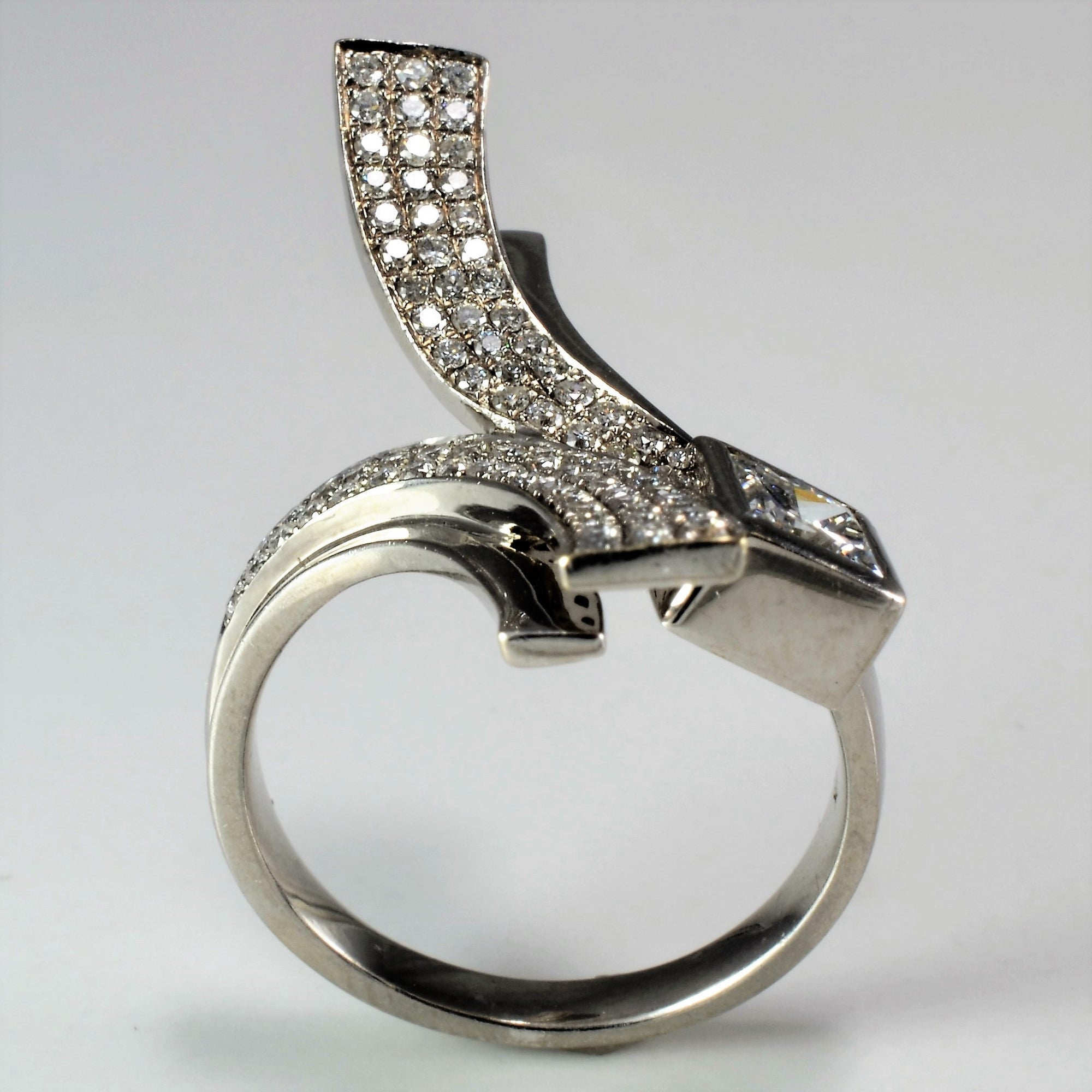 Princess Pave Bypass Cocktail Ring | 1.12ctw | SZ 7 |