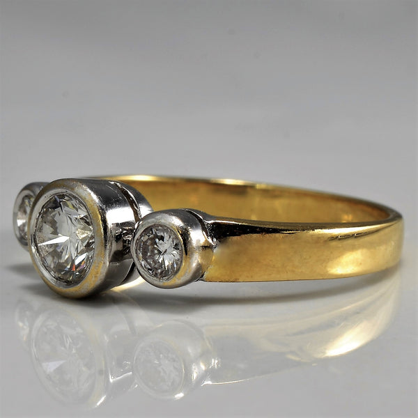Bezel Set Three Stone Engagement Ring | 0.60 ctw, SZ 6.5 |