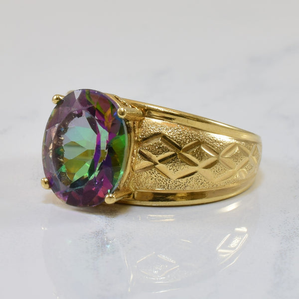 Solitaire Oval Mystic Topaz Ring | 5.40ct | SZ 8.5 |