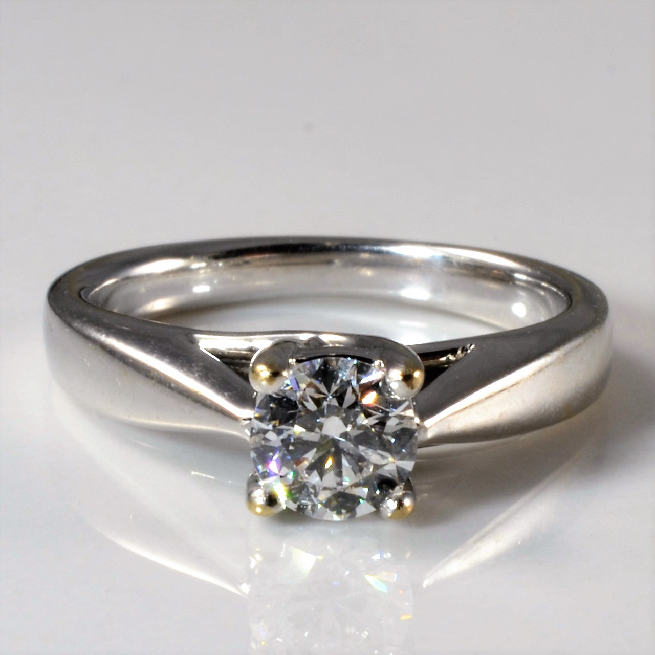 Tapered White Gold Solitaire Engagement Ring | 0.51ct | SZ 4.5 |