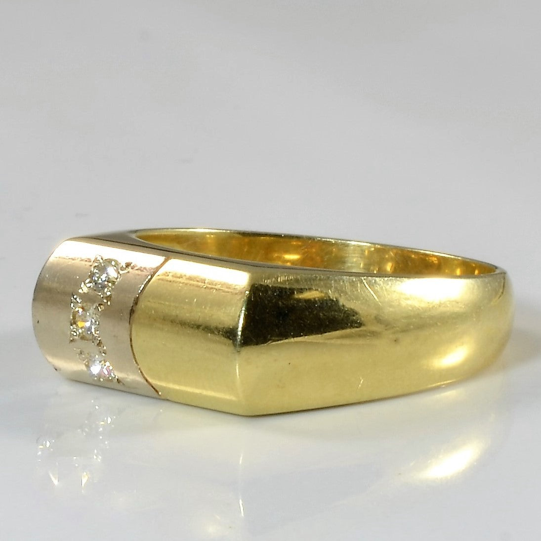 Two Tone Diamond Signet Ring | 0.09ctw | SZ 10 |