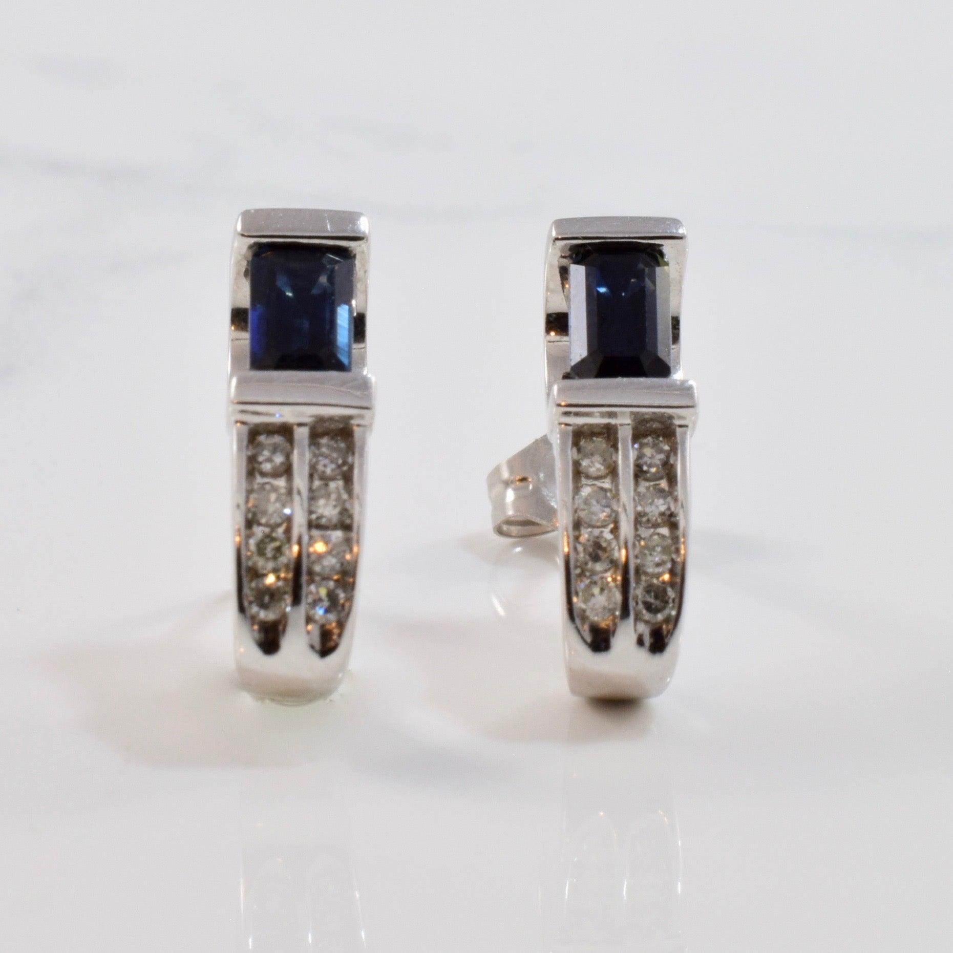 Sapphire and Diamond Drop Earrings | 0.10 ctw |