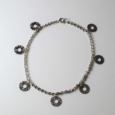 18k White Gold Patterned Disc Bracelet | 7
