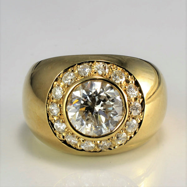 Bezel Set Diamond Dome Engagement Ring | 1.72 ctw, SZ 3.5 |