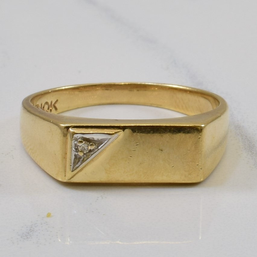 Flat Square Diamond Signet Ring | 0.01ct | SZ 10 |