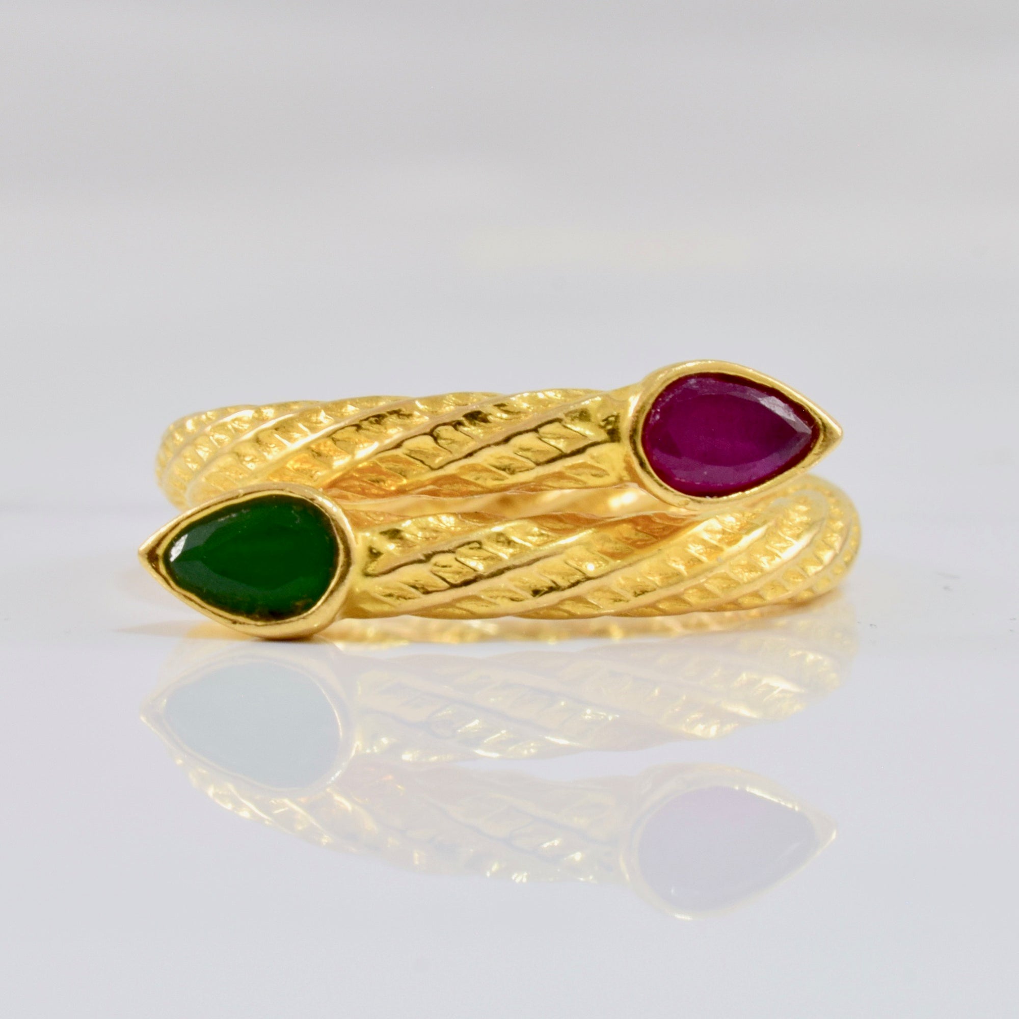 Ruby and Emerald Bypass Ring | SZ 7 |