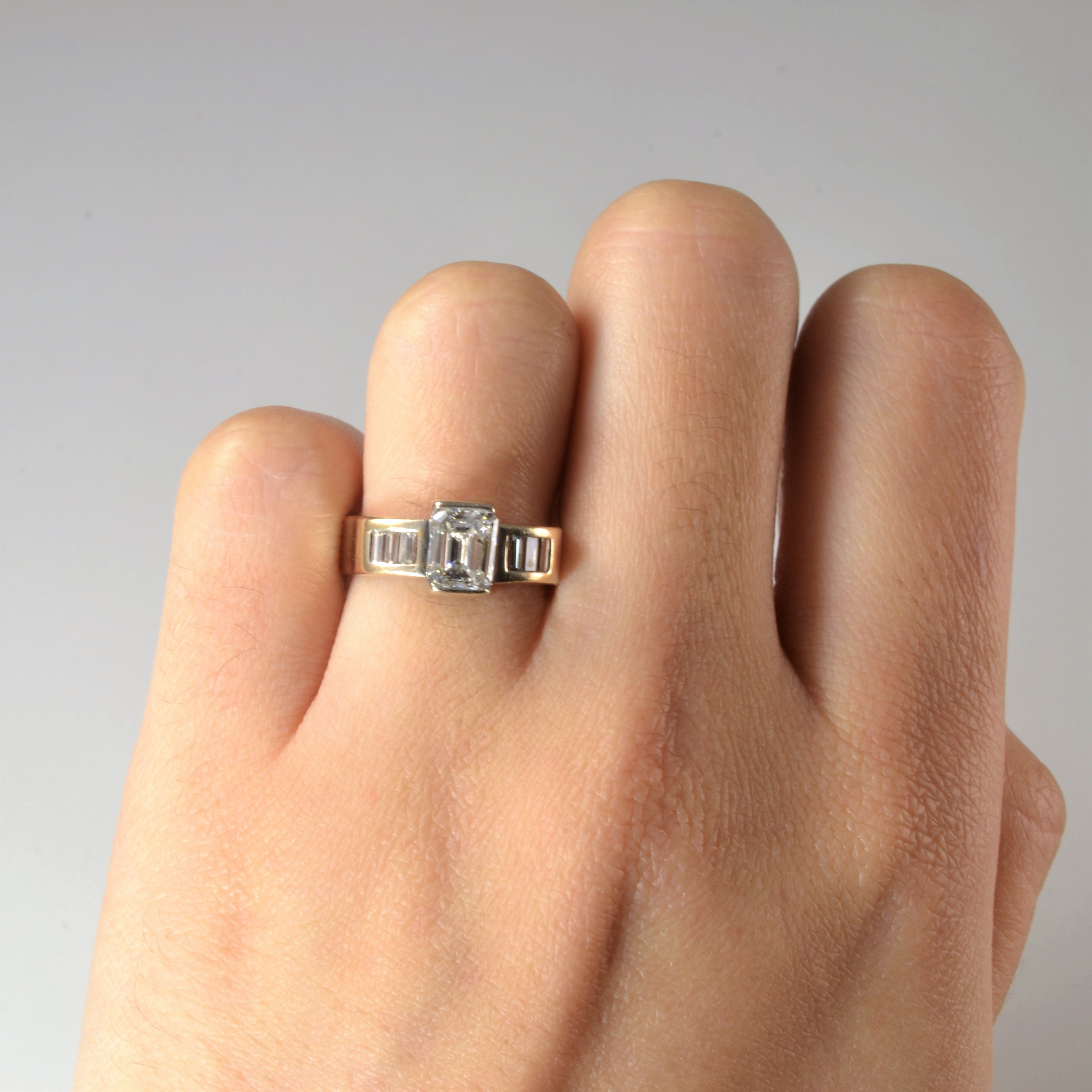 Soft Square Emerald Cut Diamond Engagement Ring | 1.19ctw | SZ 5 |