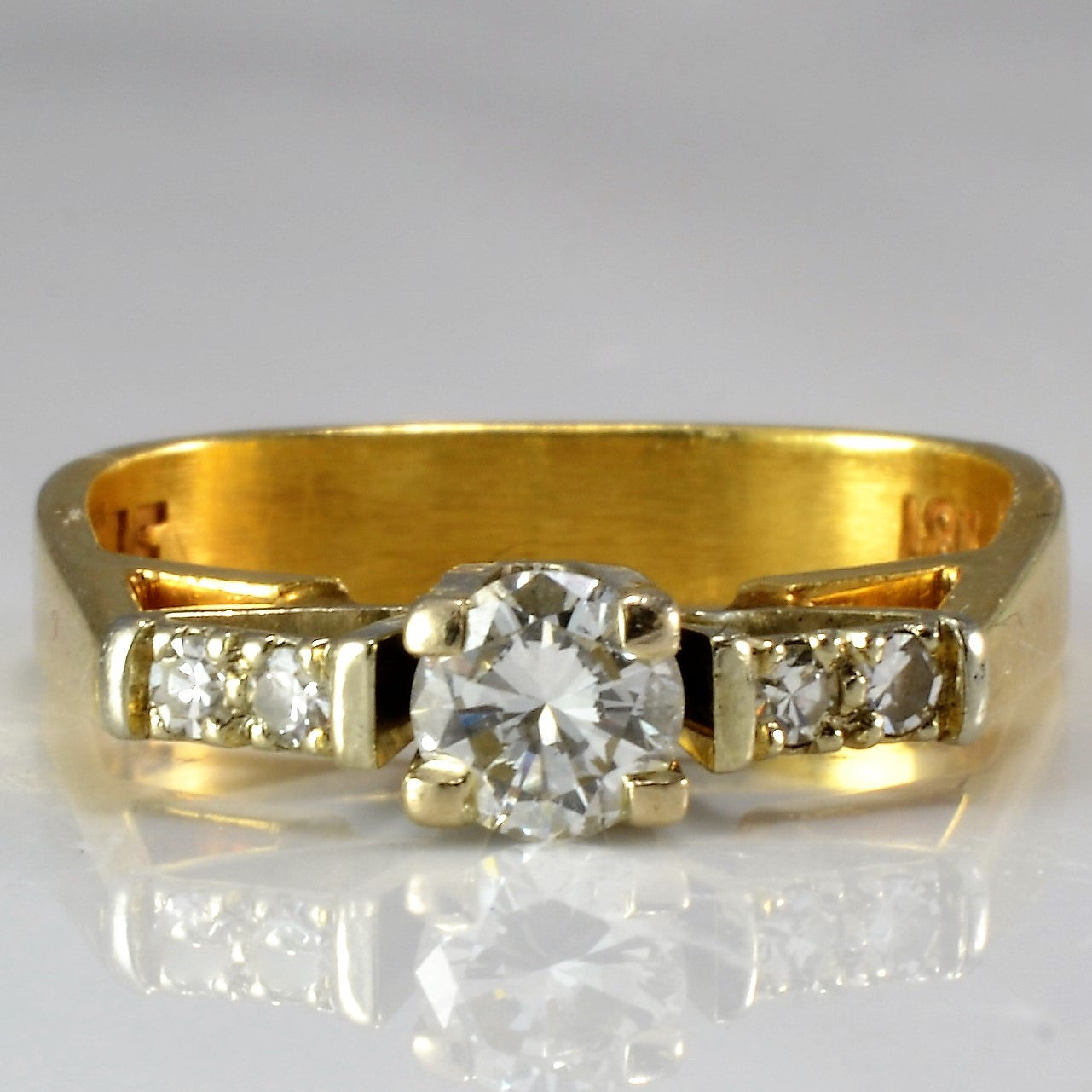 Vintage 18k Soft Square Shape DiamondEngagement Ring | 0.29 ctw, SZ 4.75 |