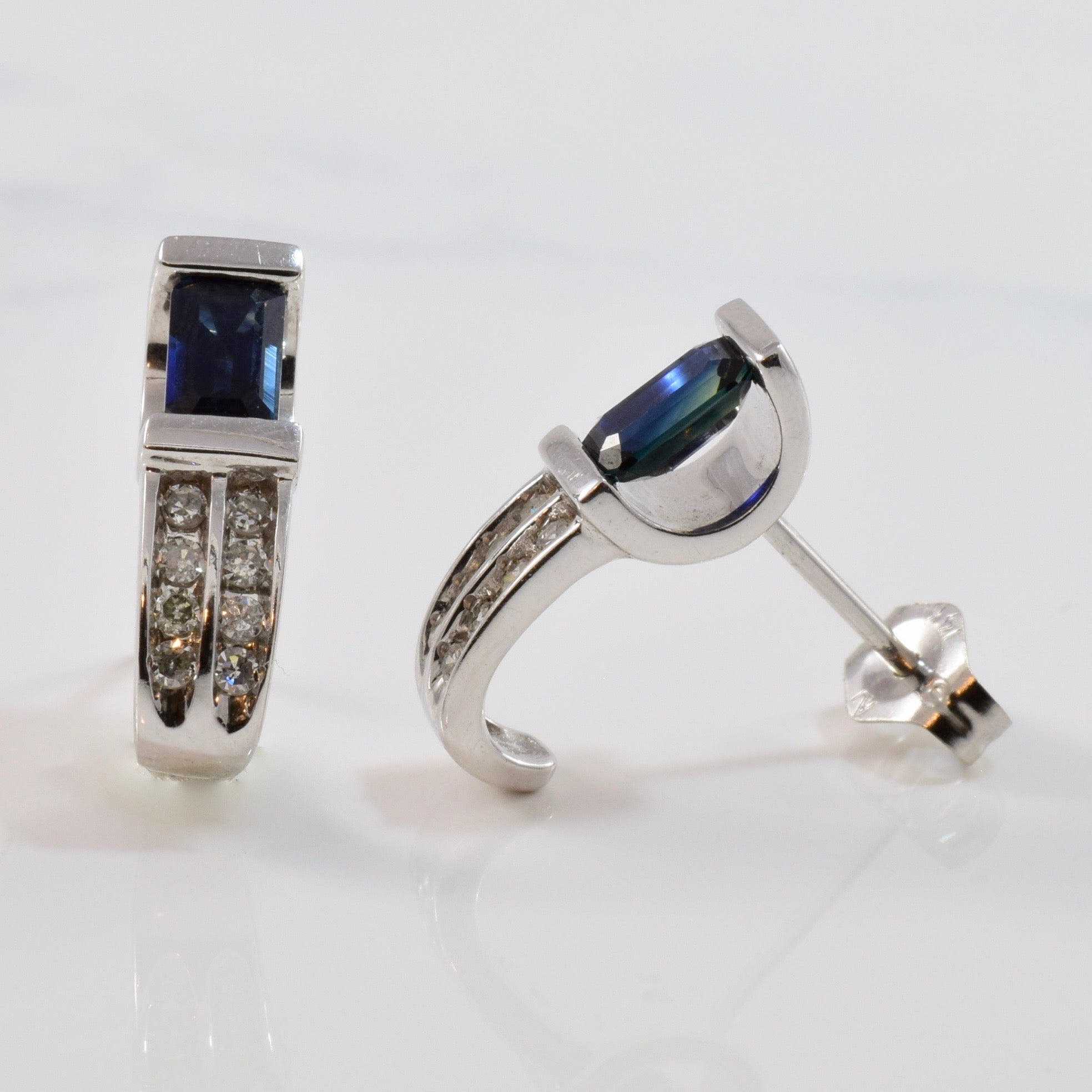 Sapphire and Diamond Drop Earrings | 0.10 ctw |
