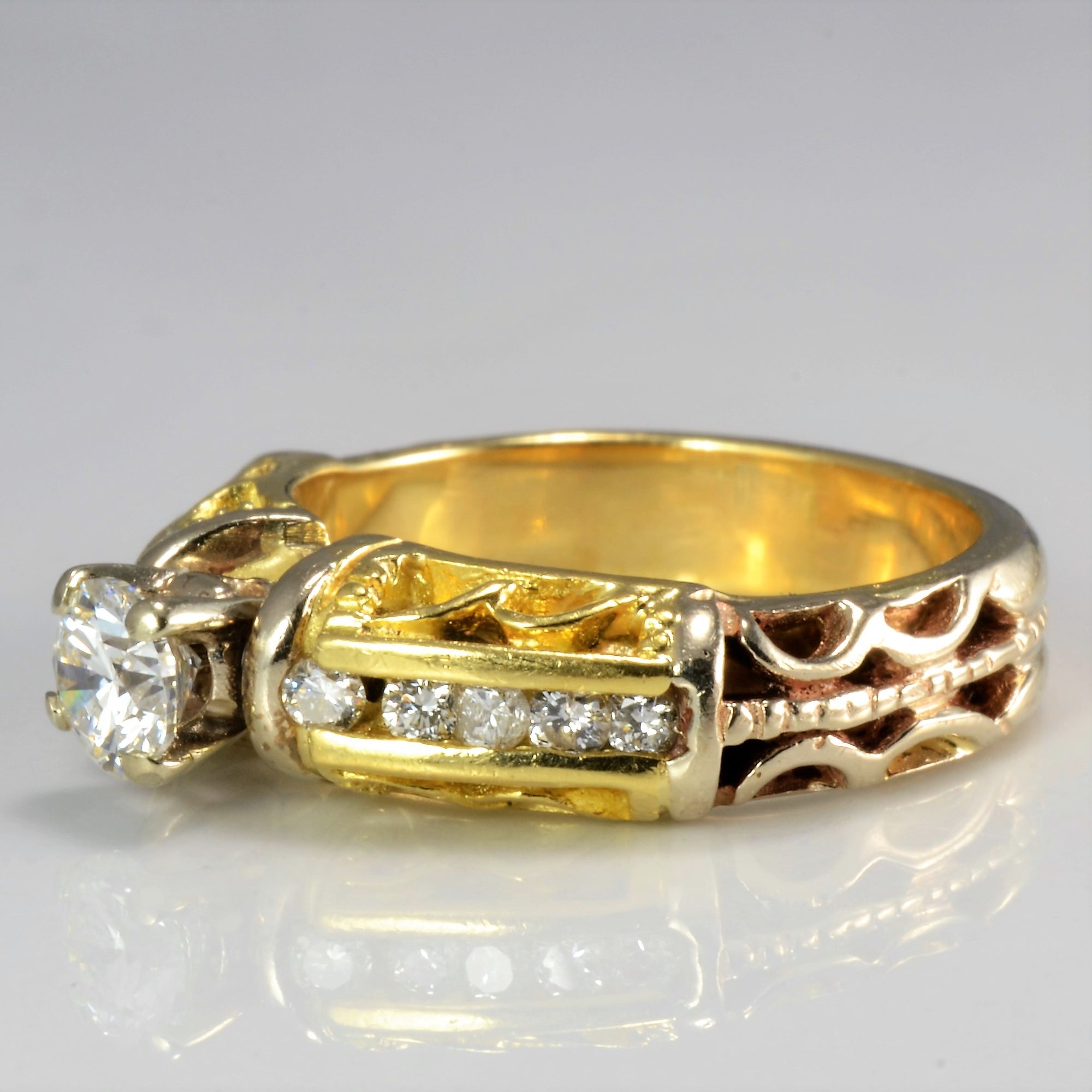 Two Tone Gold Diamond Engagement Ring | 0.53 ctw, SZ 4.75 |