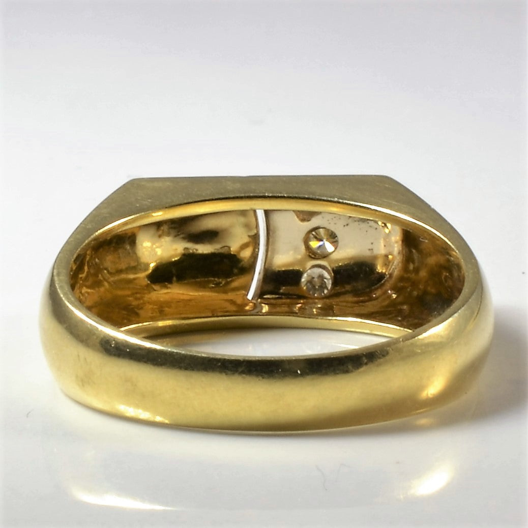 Two Tone Diamond Signet Ring | 0.09ctw | SZ 10 |