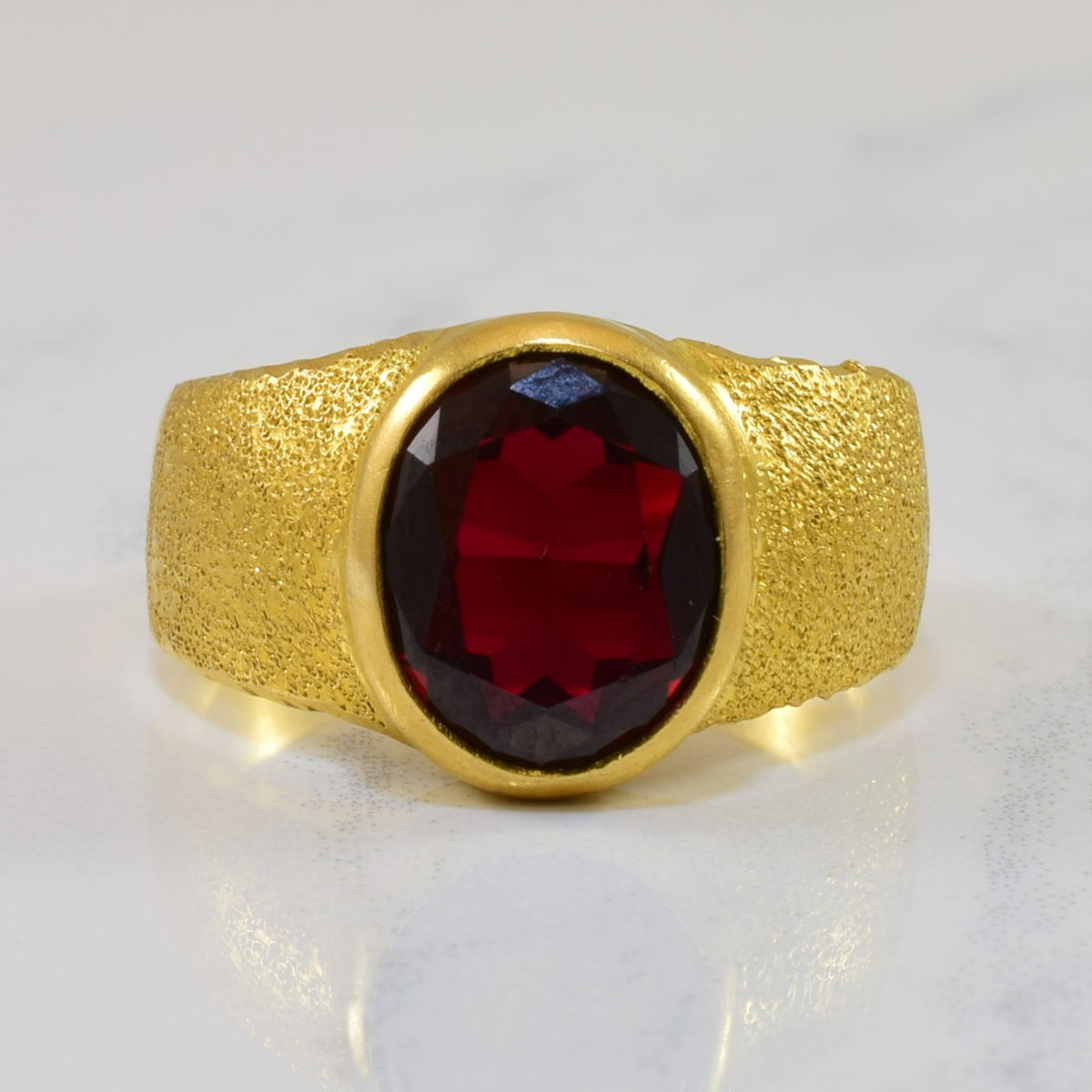 Solitaire Synthetic Ruby Ring | 4.75ct | SZ 7.5
