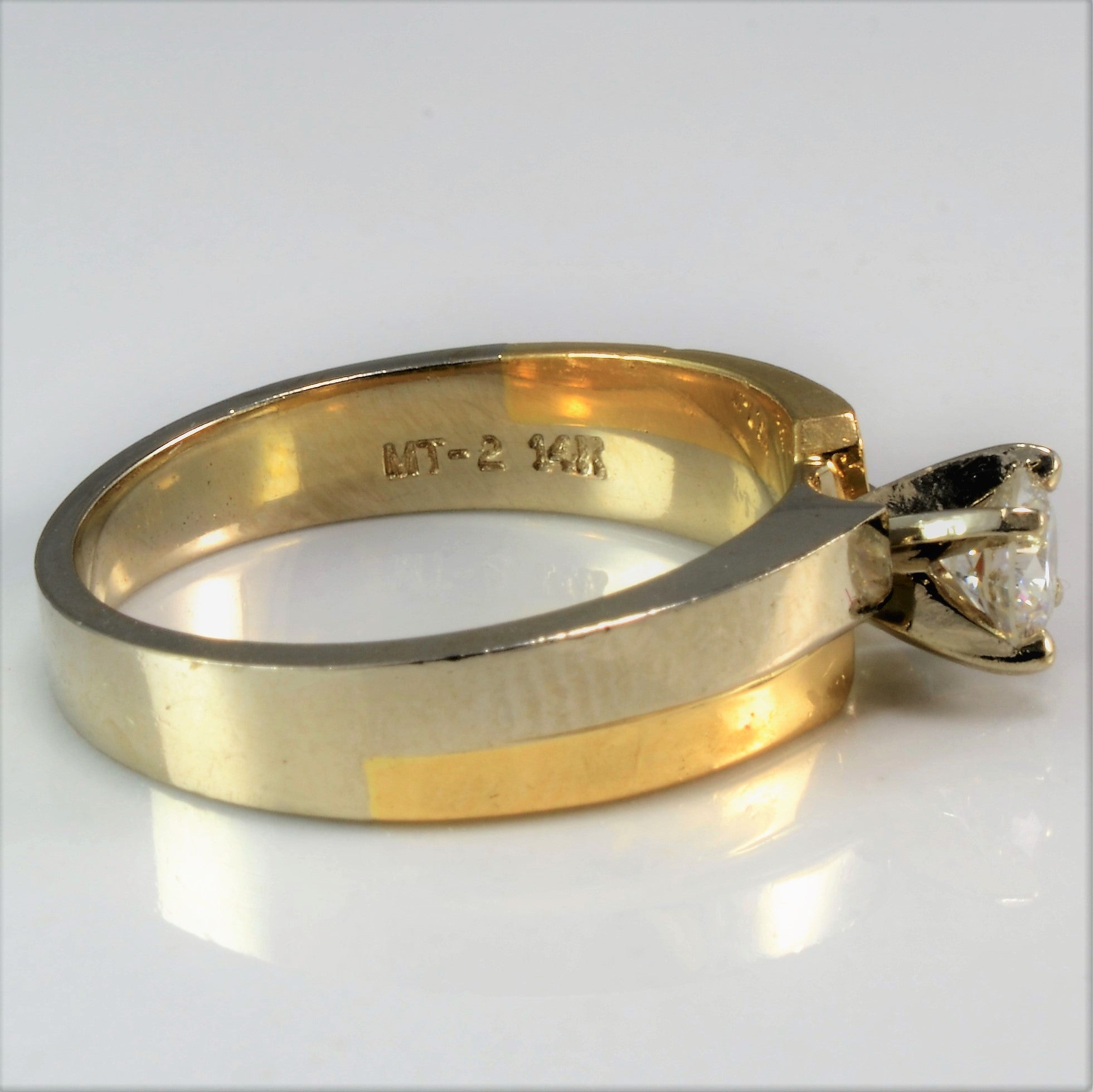Two Tone Offset Solitaire Engagement Ring | 0.32 ct, SZ 6.5 |