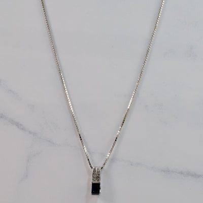 Sapphire and Diamond Drop Pendant | 0.05 ctw SZ 18