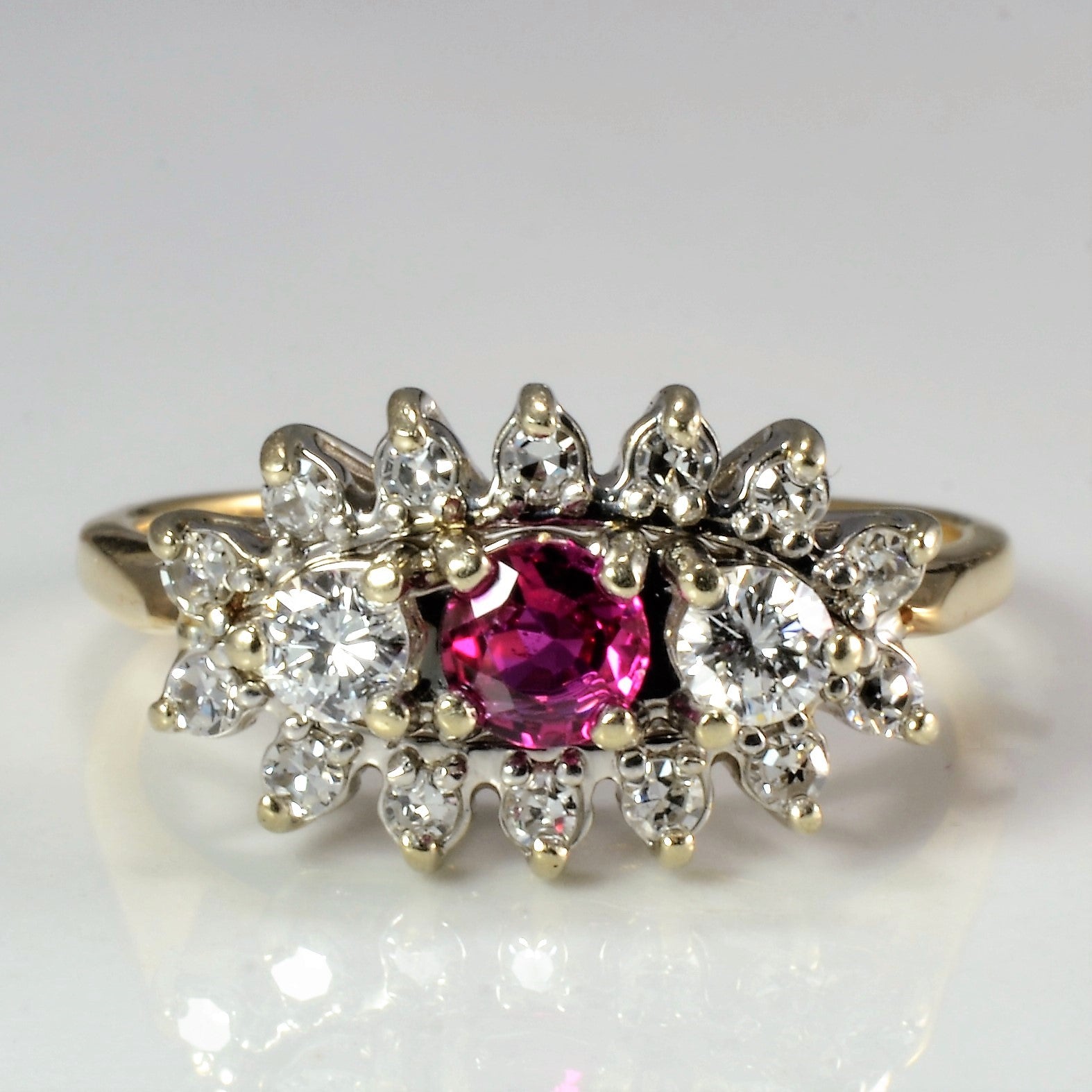 Diamond & Ruby Cluster Engagement Ring | 0.28 ctw, SZ 5 |