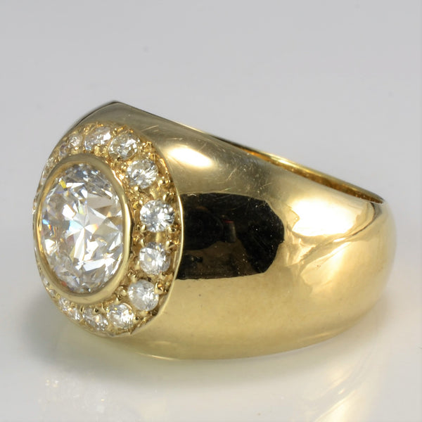 Bezel Set Diamond Dome Engagement Ring | 1.72 ctw, SZ 3.5 |