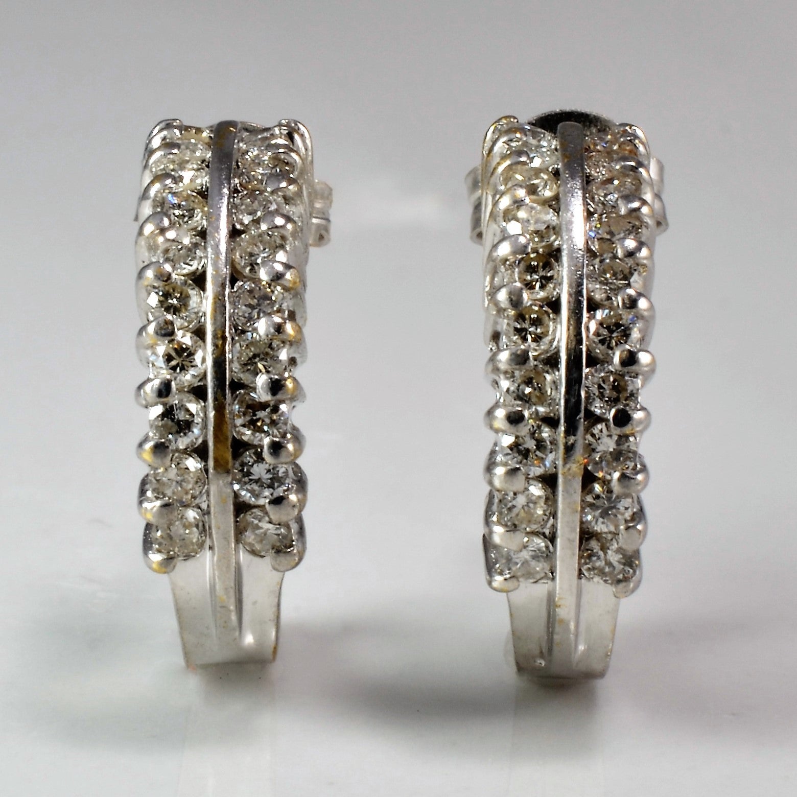 Double Row Diamond Half Hoop Earrings | 0.40 ctw |