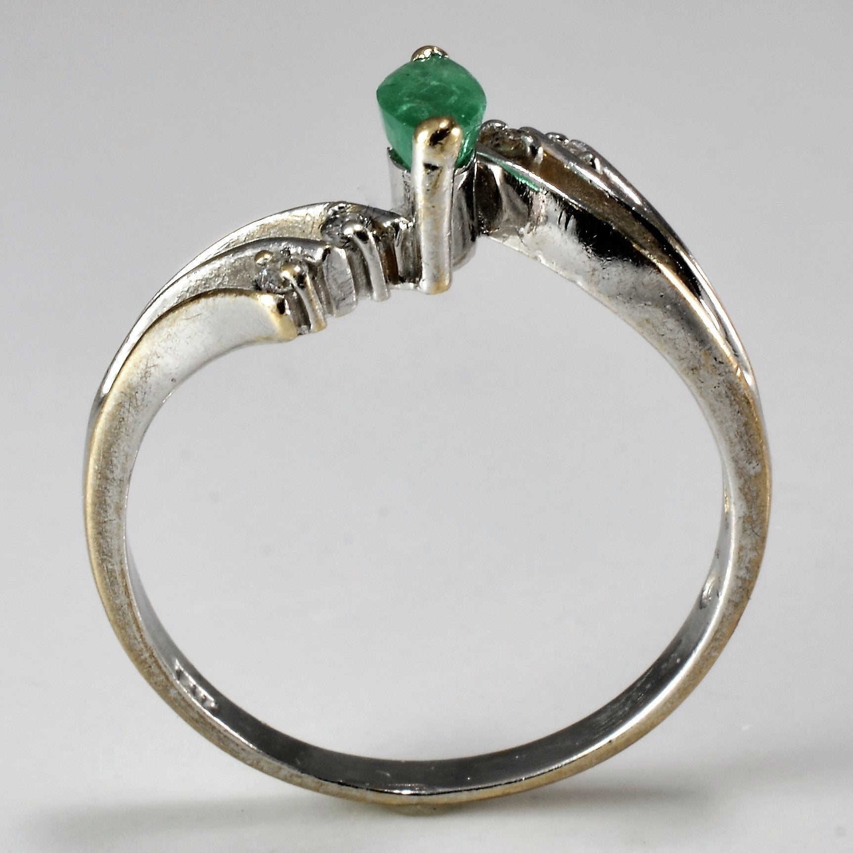 Beautiful Bypass Emerald & Diamond Ring | 0.04 ctw, SZ 6.75 |