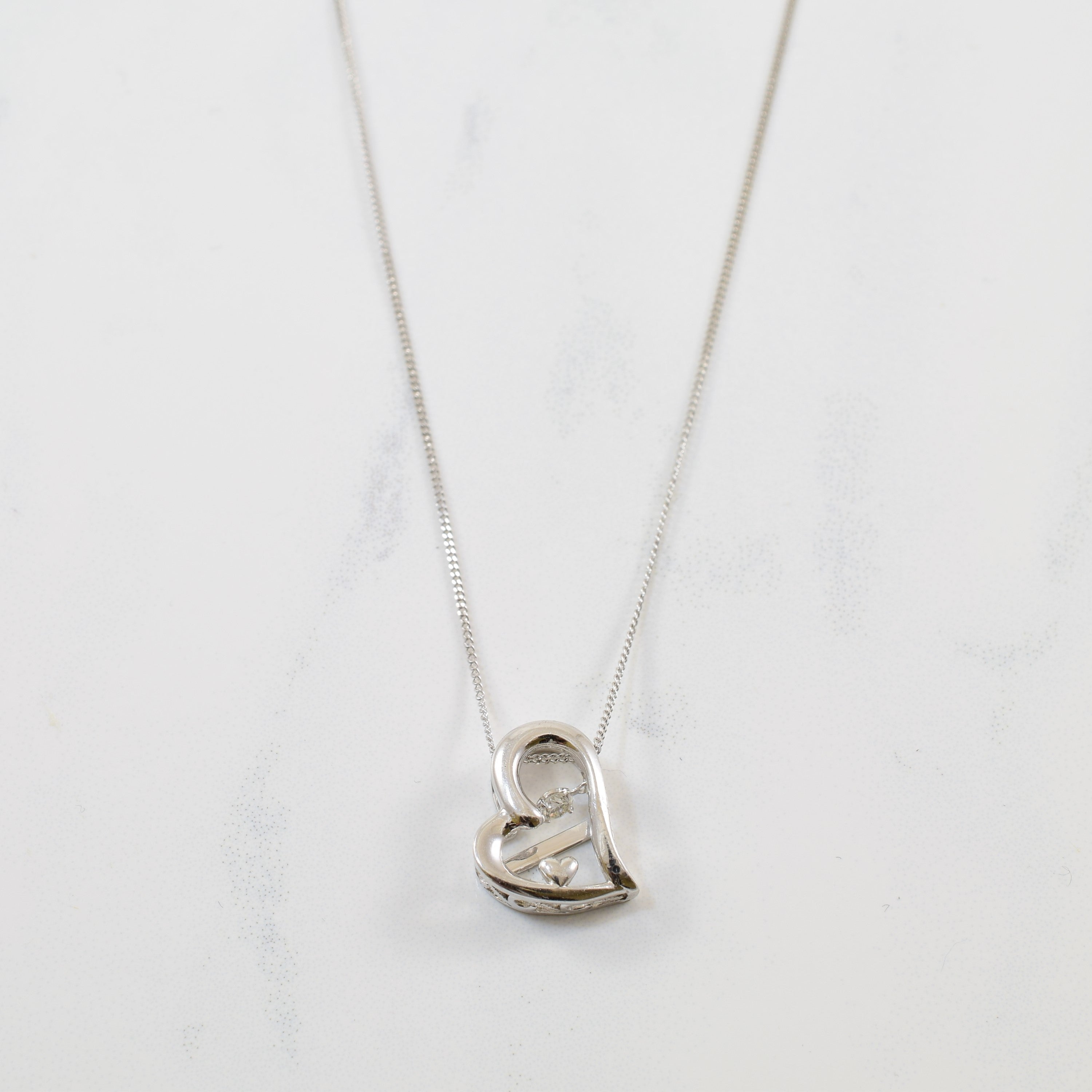 Floating Diamond Heart Necklace | 0.05ct | 18