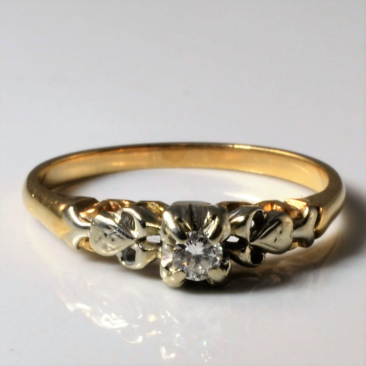 Bague solitaire rétro en diamant | 0,09 ct | Taille 7,75 | 