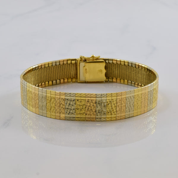 Tri Colour Woven Gold Bracelet | 7.5