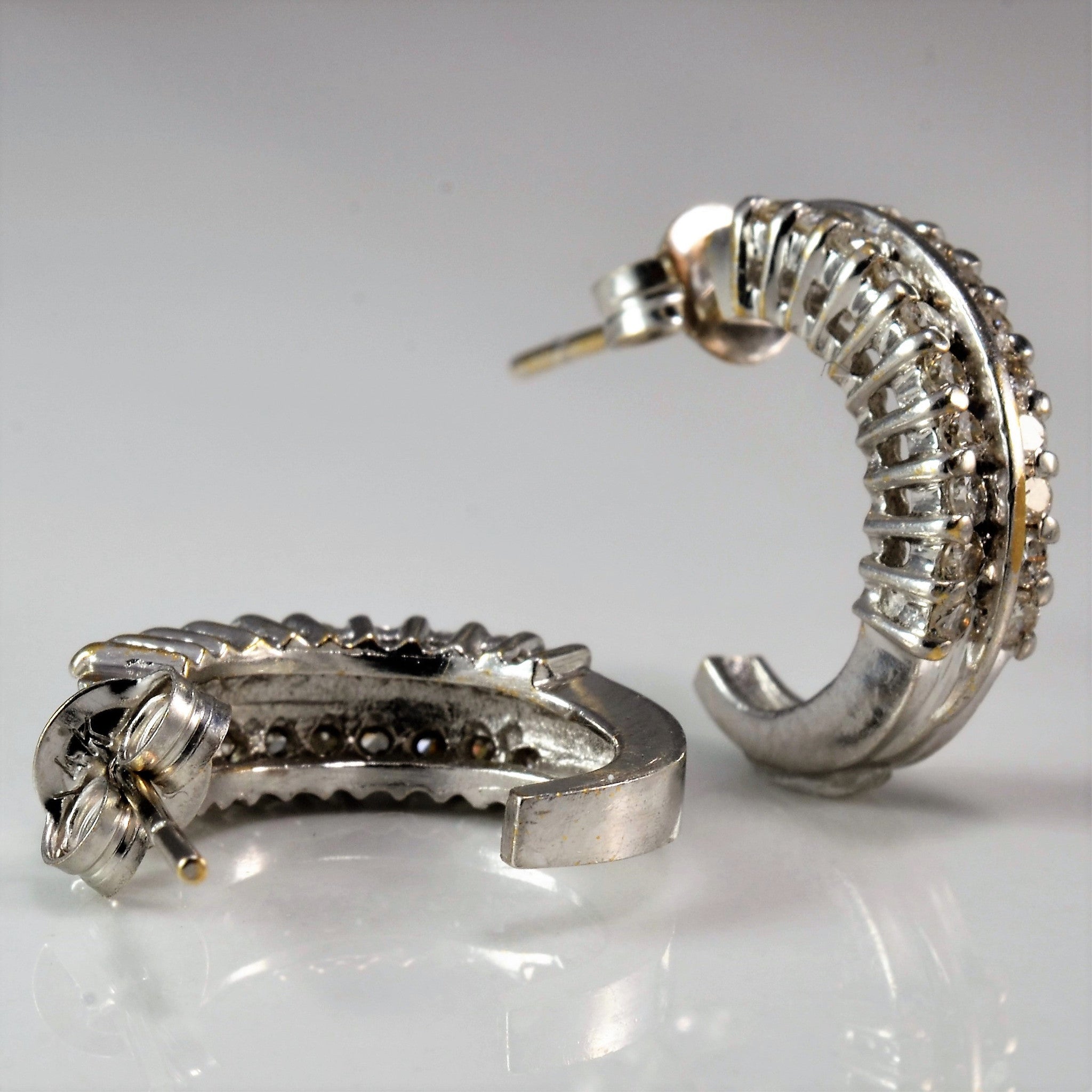 Double Row Diamond Half Hoop Earrings | 0.40 ctw |