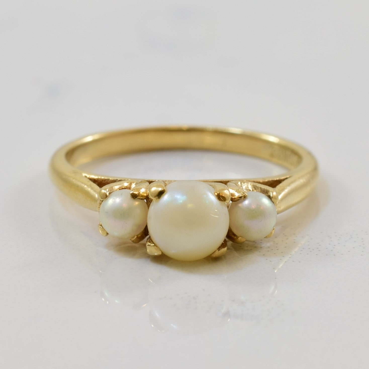 Three Stone Pearl Ring | 1.50ct | SZ 6.75 |