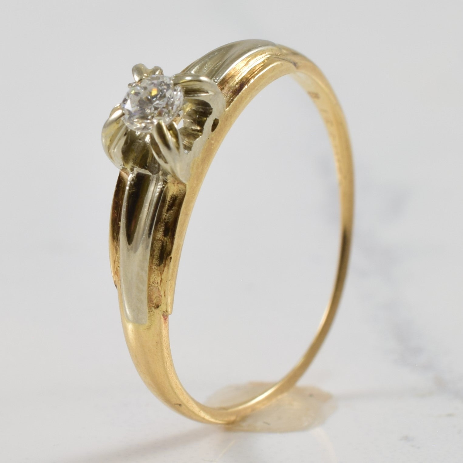 Two Tone Solitaire Diamond Ring | 0.10ct | SZ 7 |