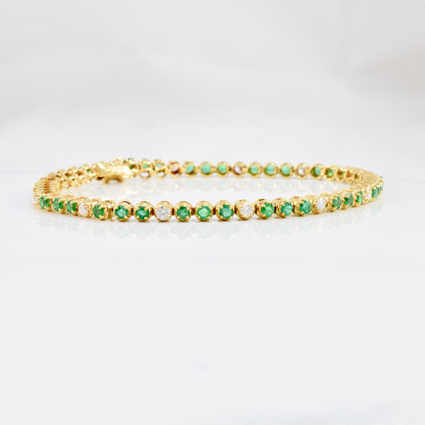 Emerald & Diamond Tennis Bracelet | 0.52ctw, 1.68ctw | 7
