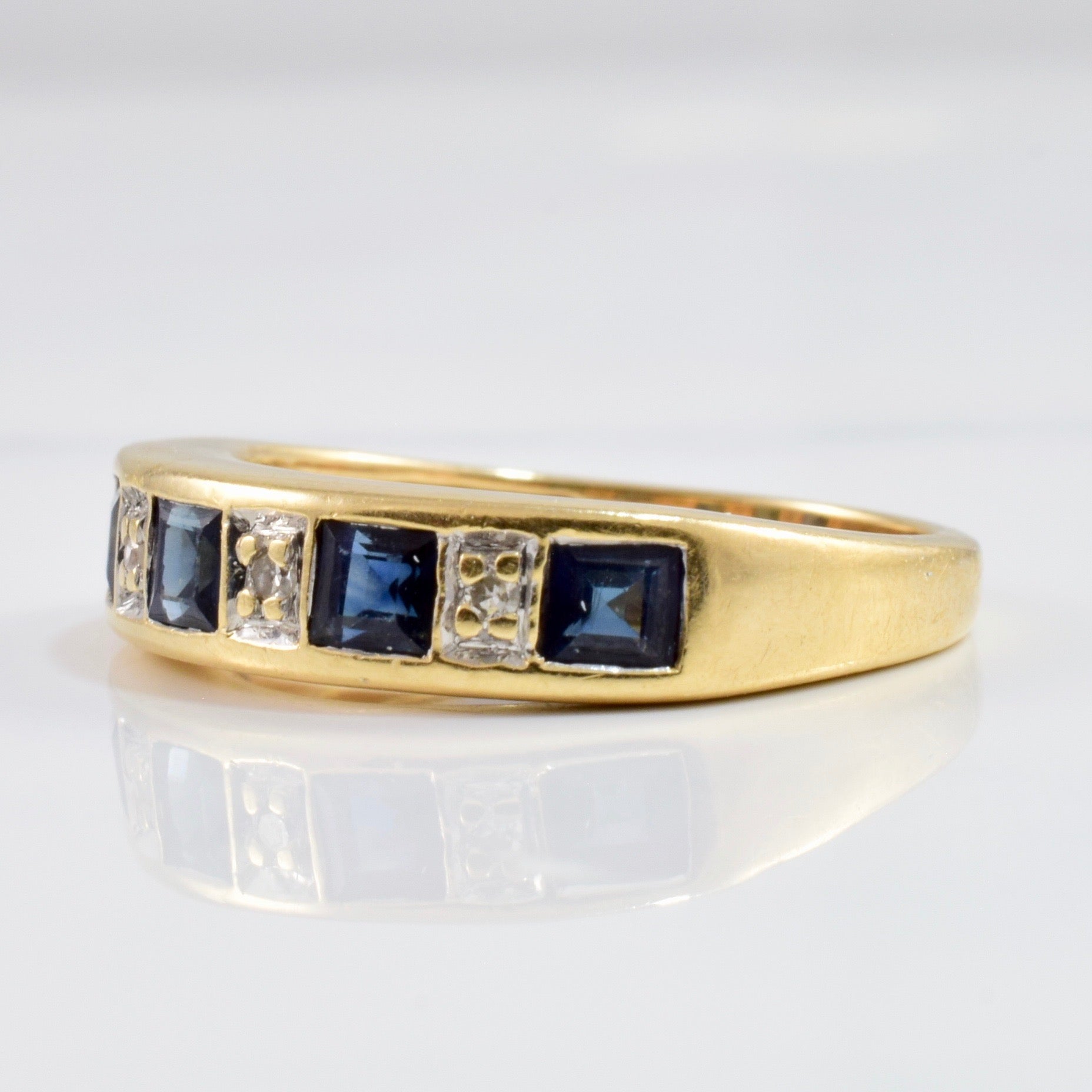 Alternating Sapphire and Diamond Band | 0.02 ctw SZ 6.25 |