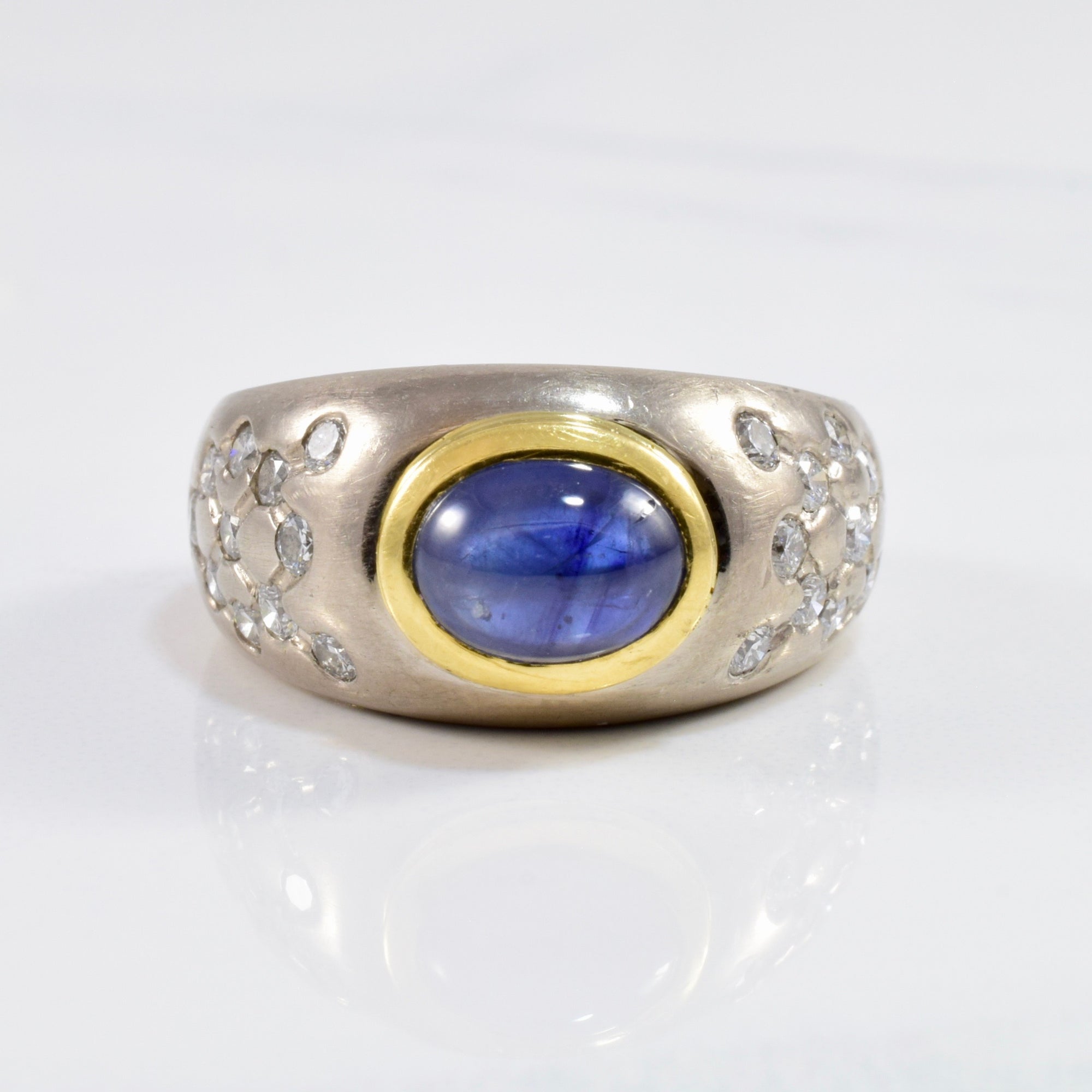 Cabochon Sapphire & Diamond Ring | 0.62ctw, 2.00ct | SZ 7.25 |