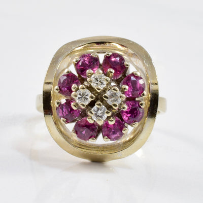 Ruby & Diamond Cluster Ring | 0.12ctw, 0.80ctw | SZ 4.75 |