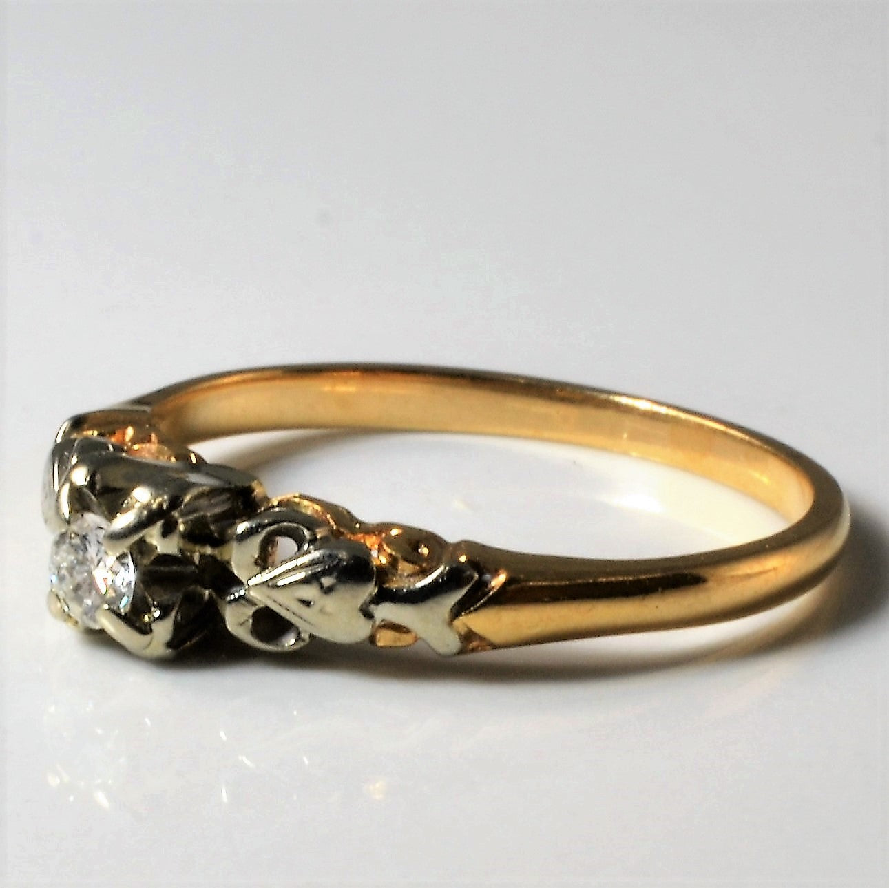 Bague solitaire rétro en diamant | 0,09 ct | Taille 7,75 | 