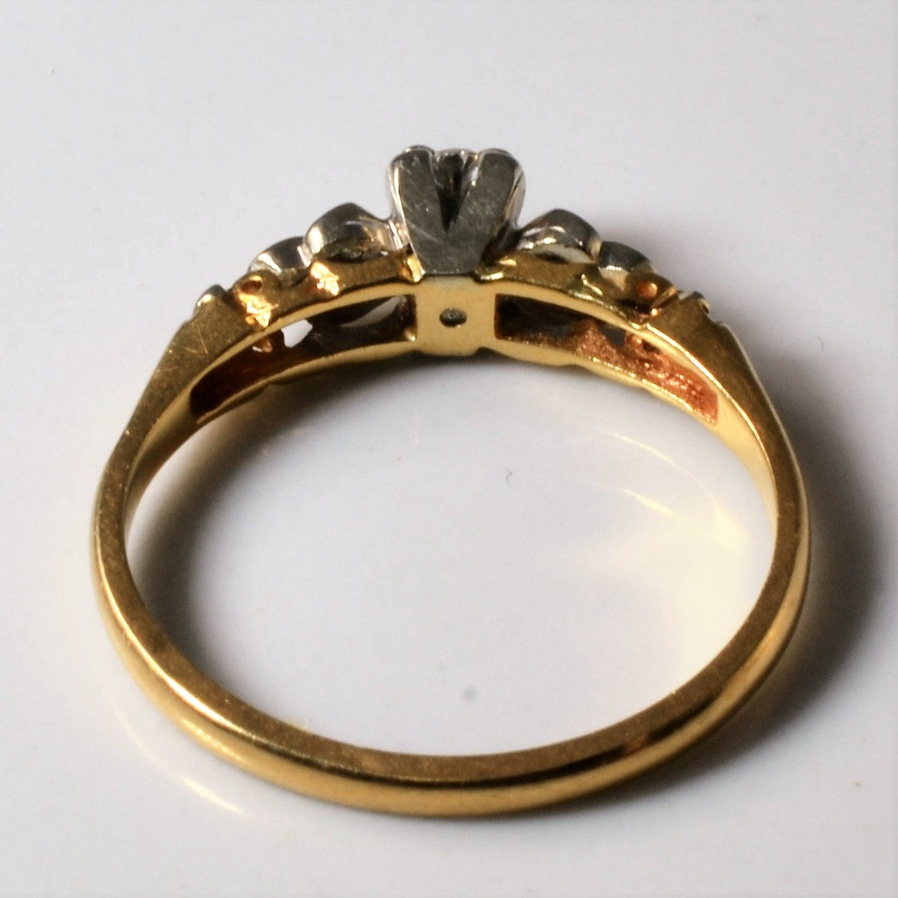 Bague solitaire rétro en diamant | 0,09 ct | Taille 7,75 | 