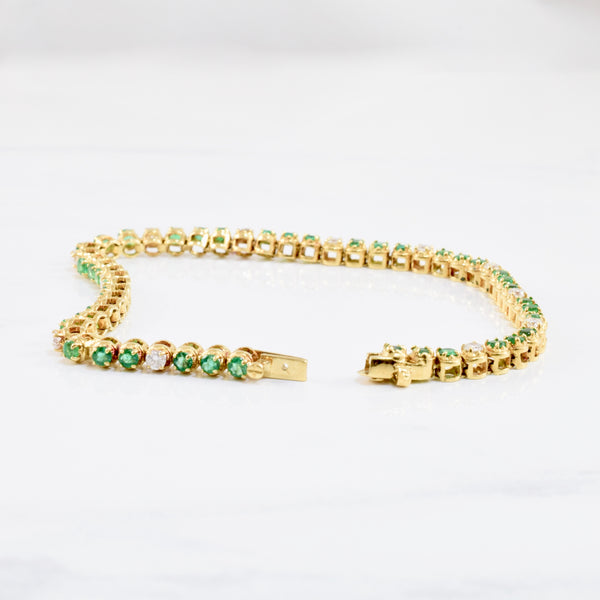 Emerald & Diamond Tennis Bracelet | 0.52ctw, 1.68ctw | 7