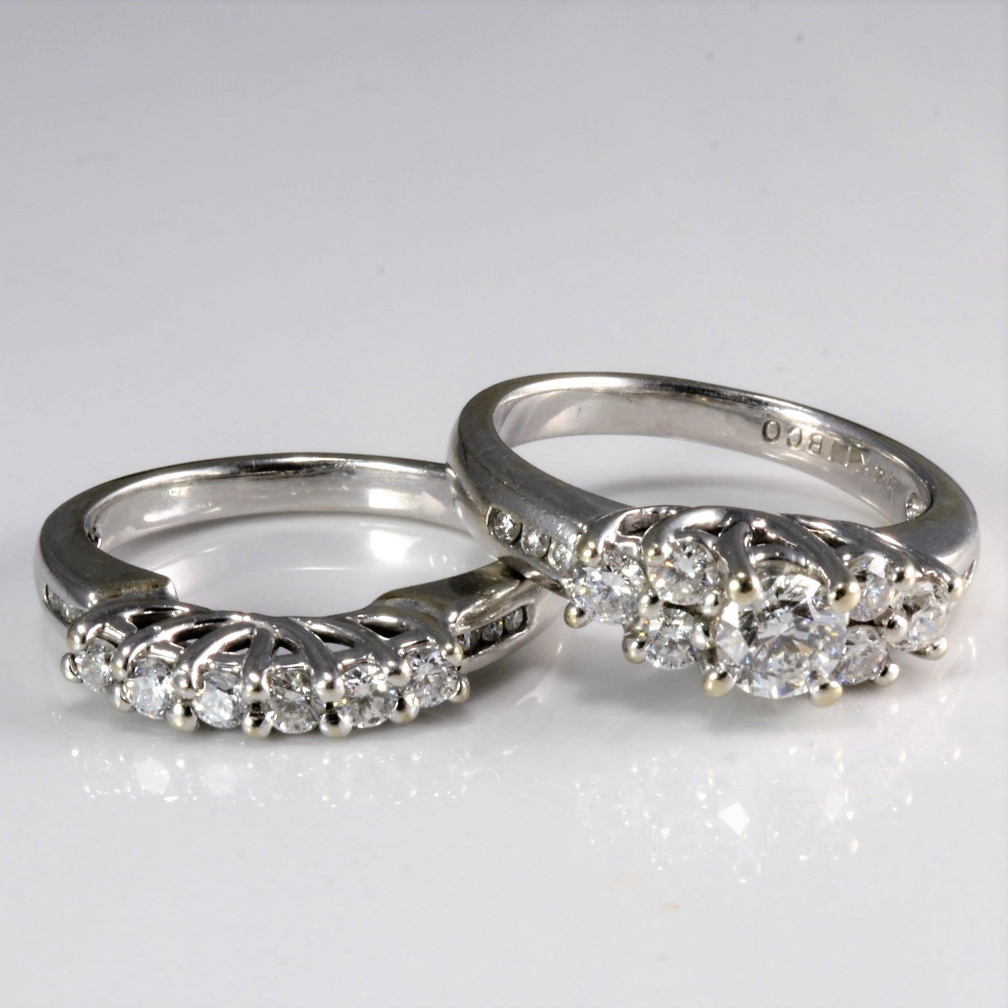 Cluster Diamond Wedding Ring & Band Set | 0.92 ctw, SZ 4.75 |