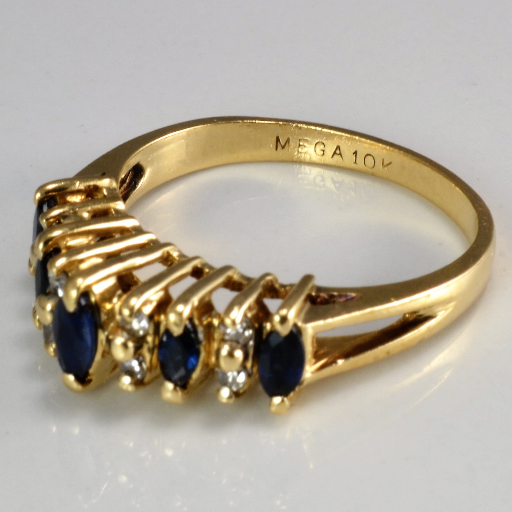 Multi Prong Set Sapphire & Diamond Ring | 0.10 ctw, SZ 6.25 |