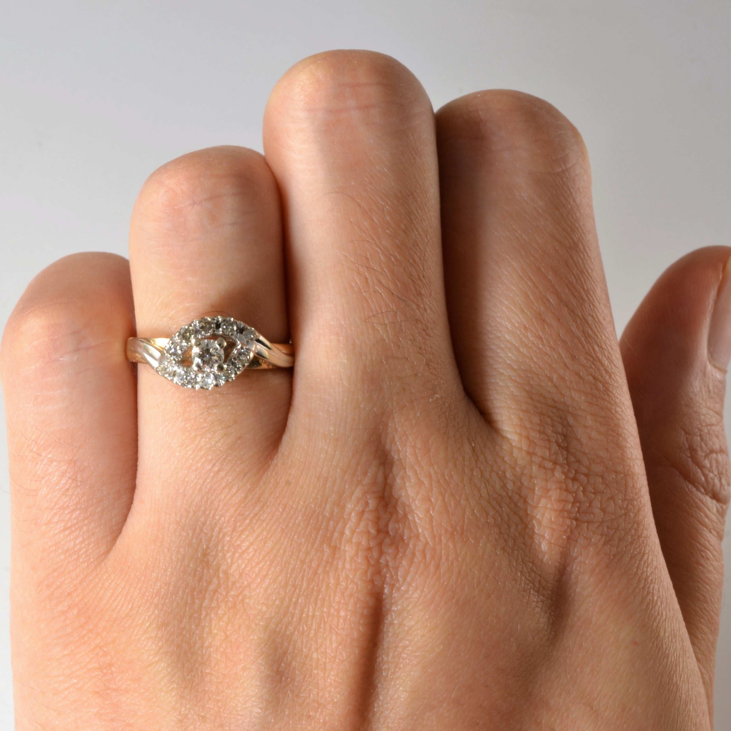Twisted Halo Diamond Bypass Ring | 0.30ctw | SZ 5.75 |