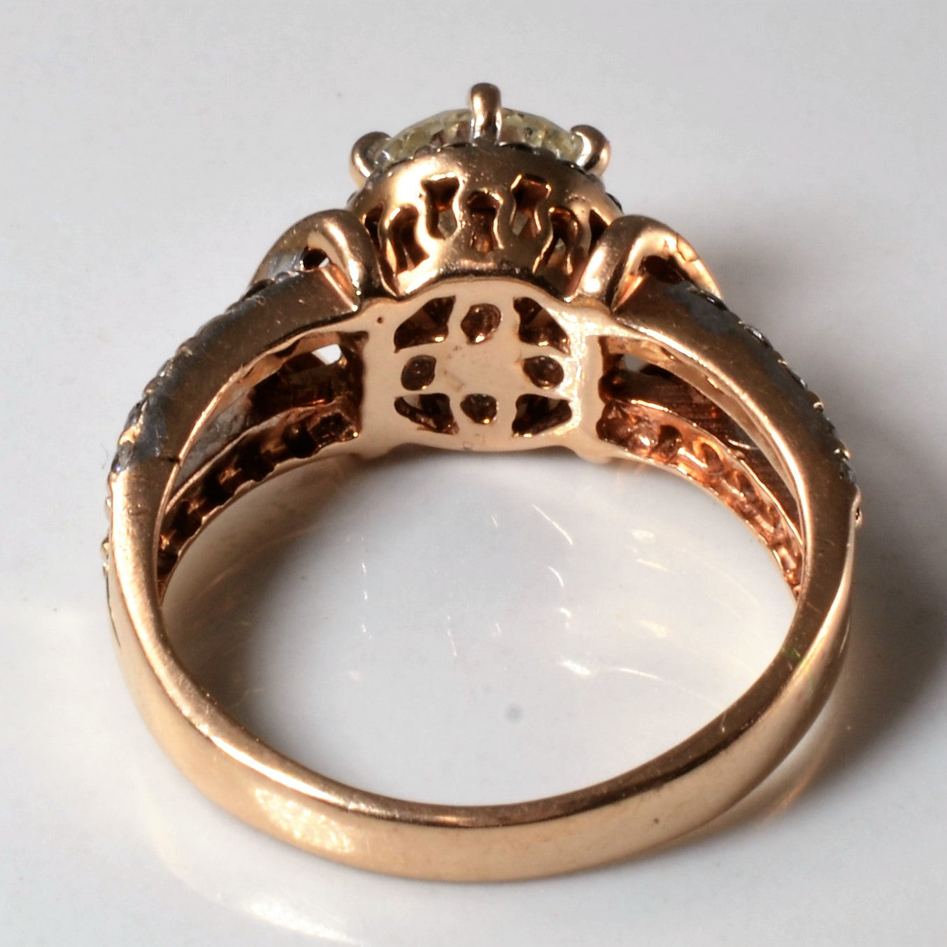 Bague de fiançailles halo diamant à anneau fendu | 1,47 ct | Taille 5,5 | 