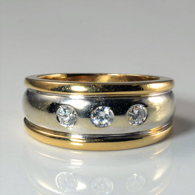 Two Tone Flush Set Three Stone Diamond Ring | 0.24ctw | SZ 6 |