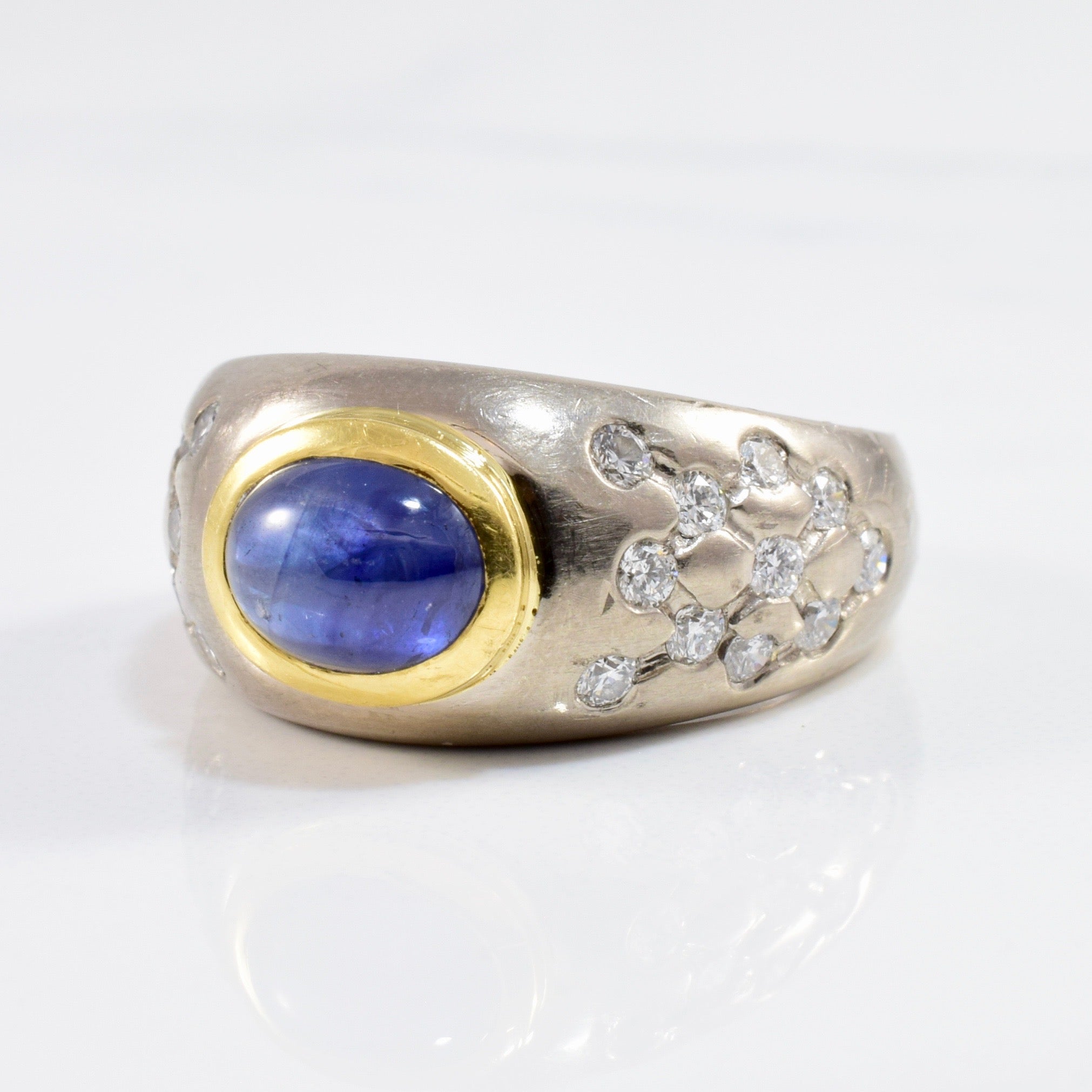 Cabochon Sapphire & Diamond Ring | 0.62ctw, 2.00ct | SZ 7.25 |