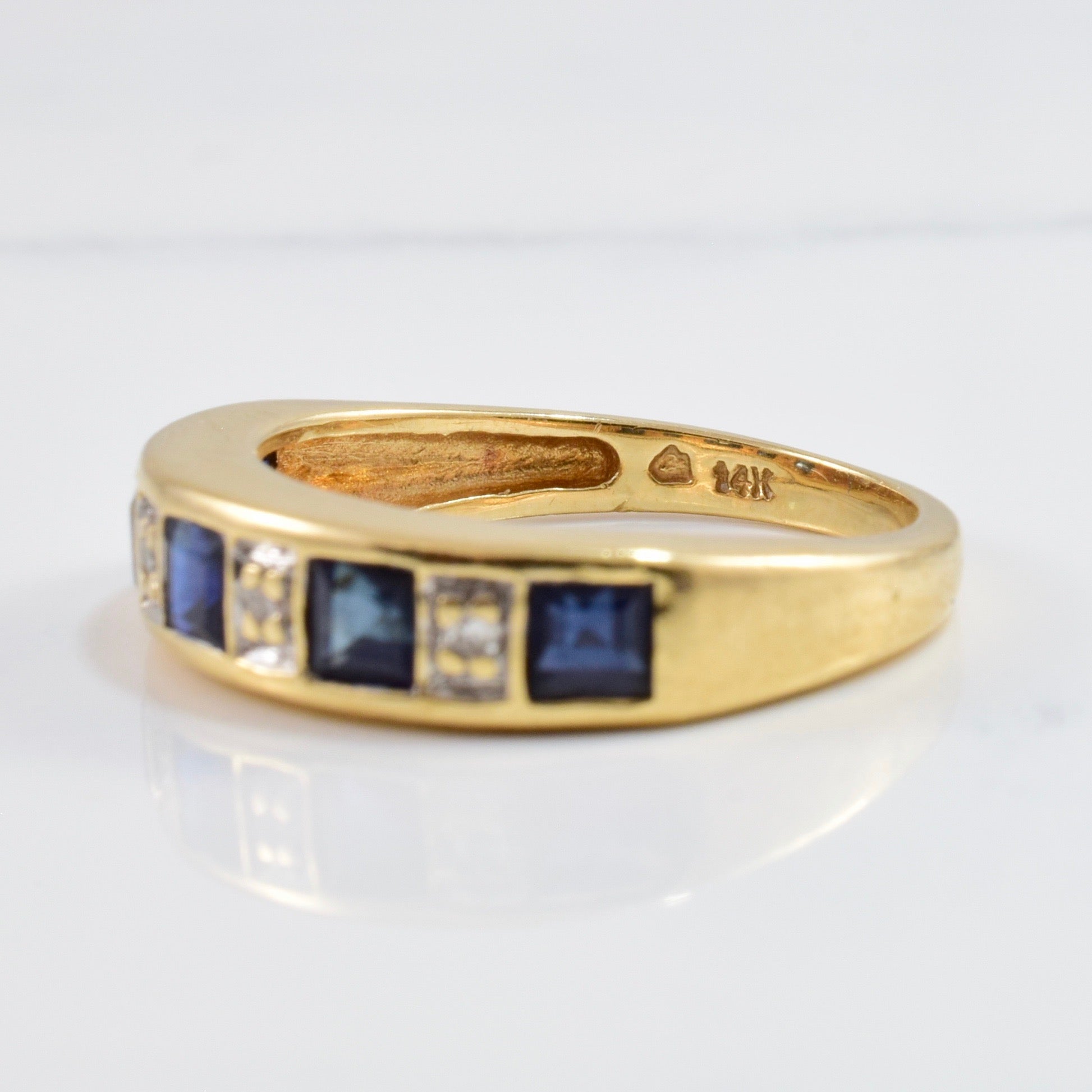 Alternating Sapphire and Diamond Band | 0.02 ctw SZ 6.25 |