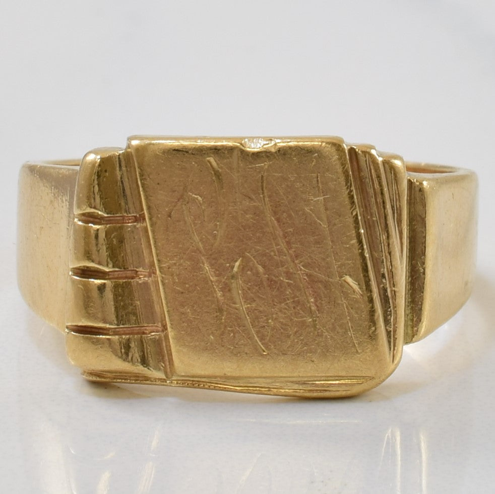 Yellow Gold Rectangular Signet Ring | SZ 9.75 |