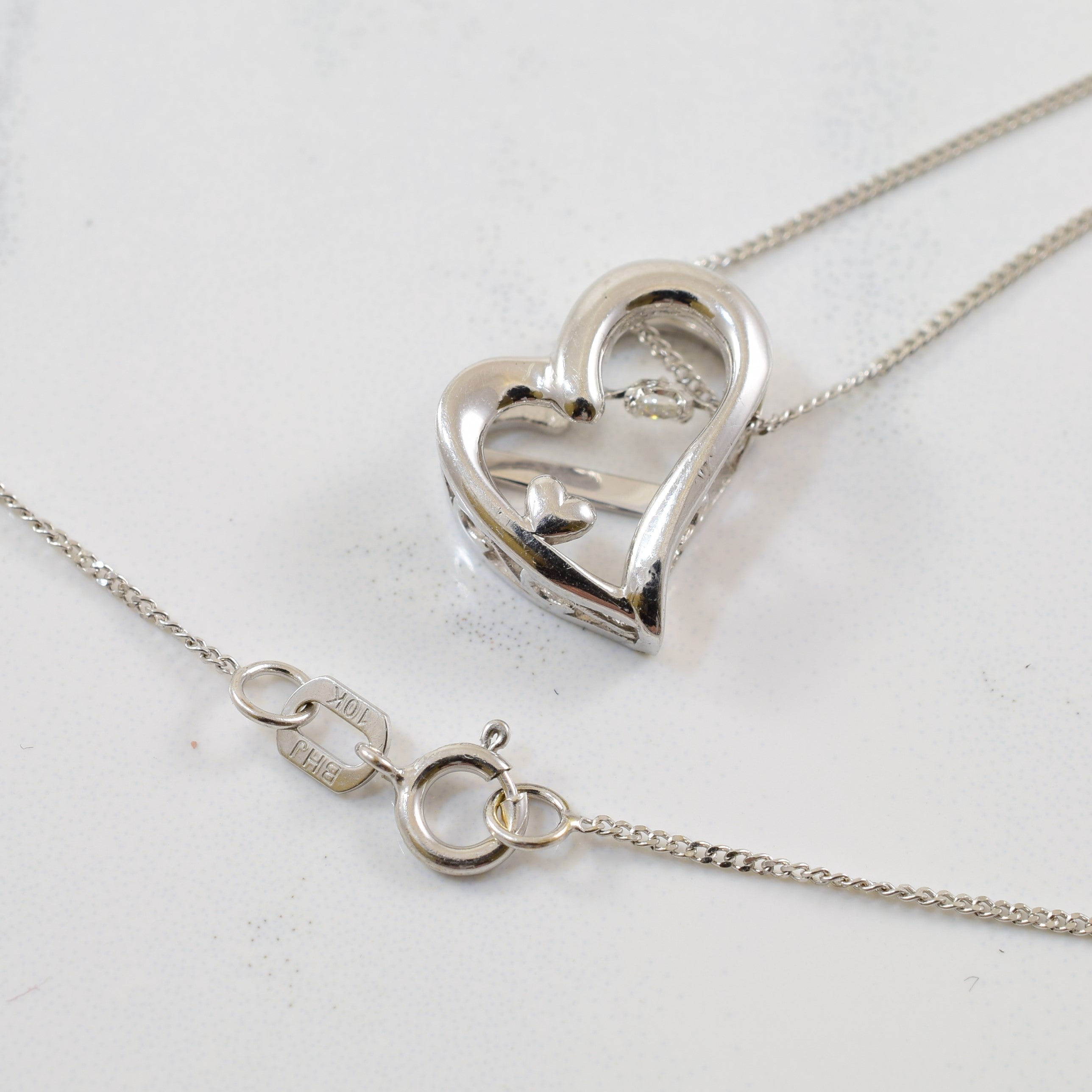 Floating Diamond Heart Necklace | 0.05ct | 18" |