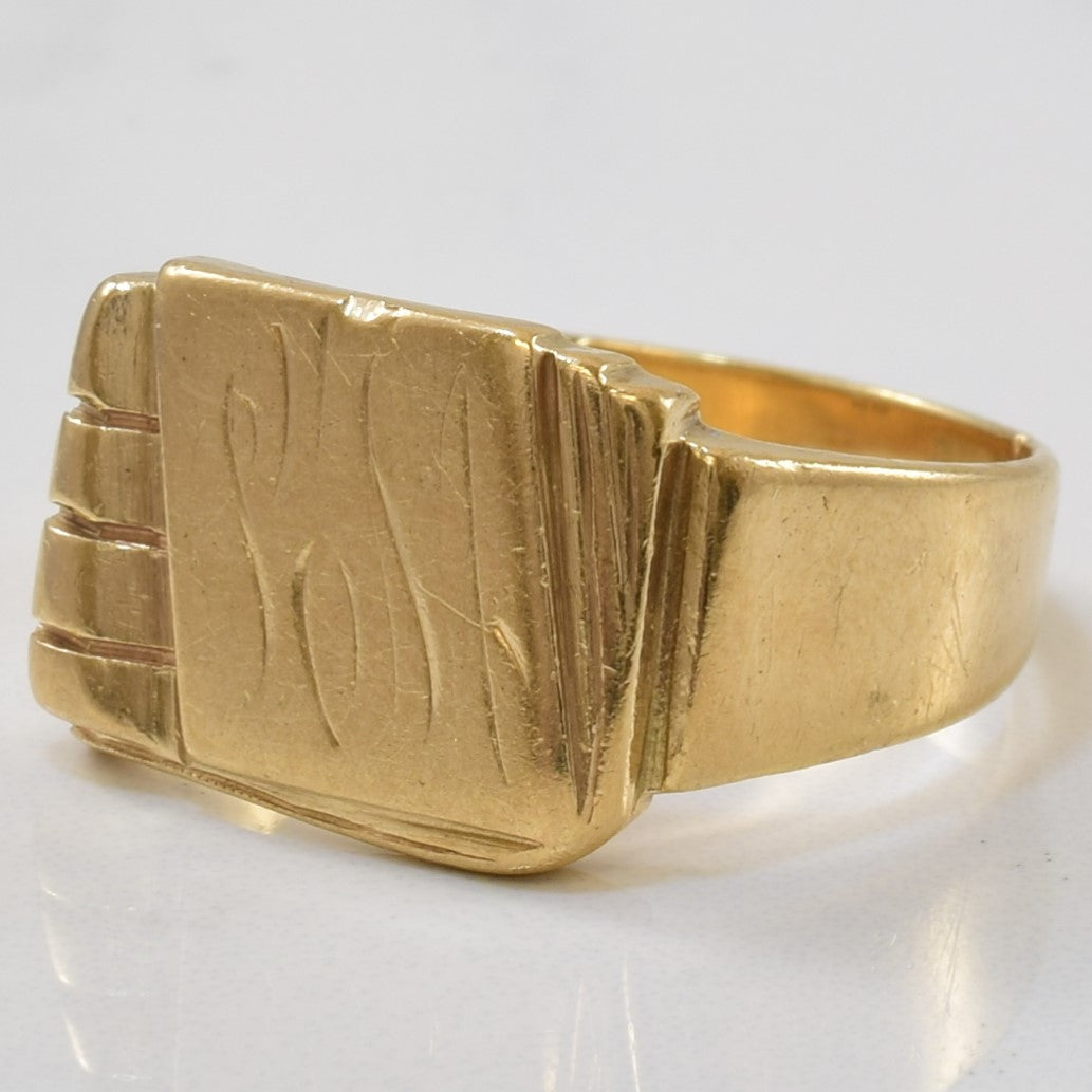 Yellow Gold Rectangular Signet Ring | SZ 9.75 |