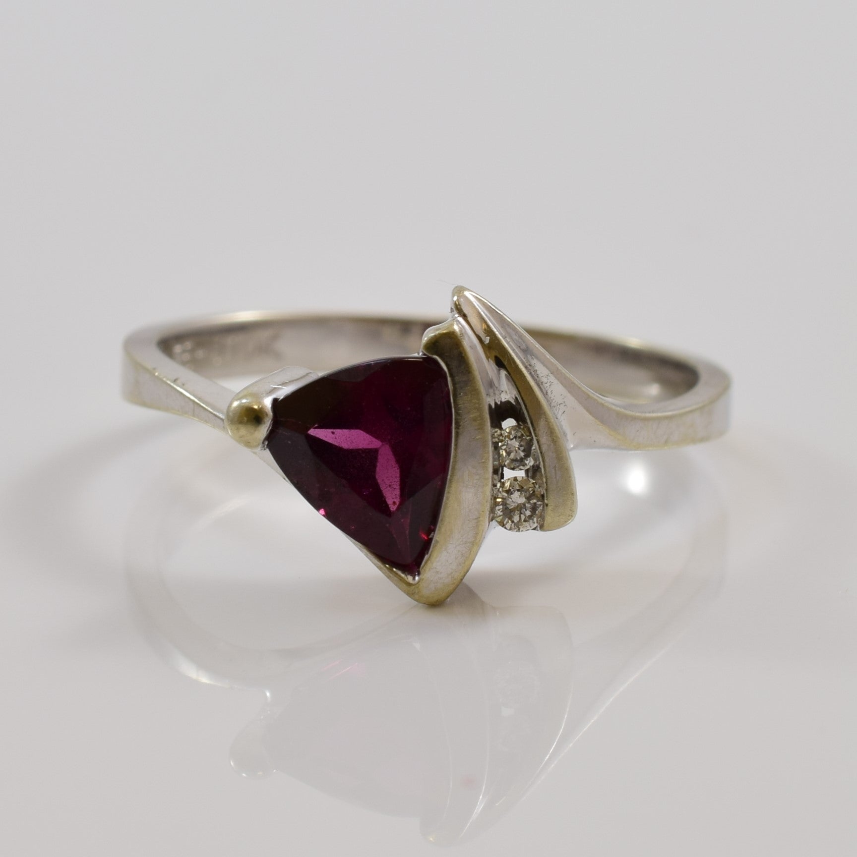 Trillion Cut Rhodolite Garnet Ring | 5.90ct, 0.02ctw | SZ 6.5 |