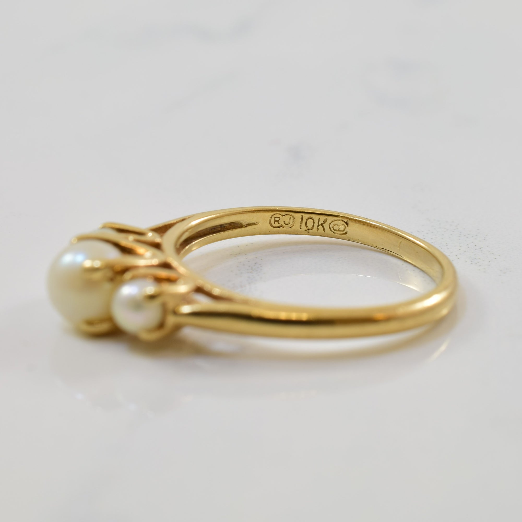 Three Stone Pearl Ring | 1.50ct | SZ 6.75 |
