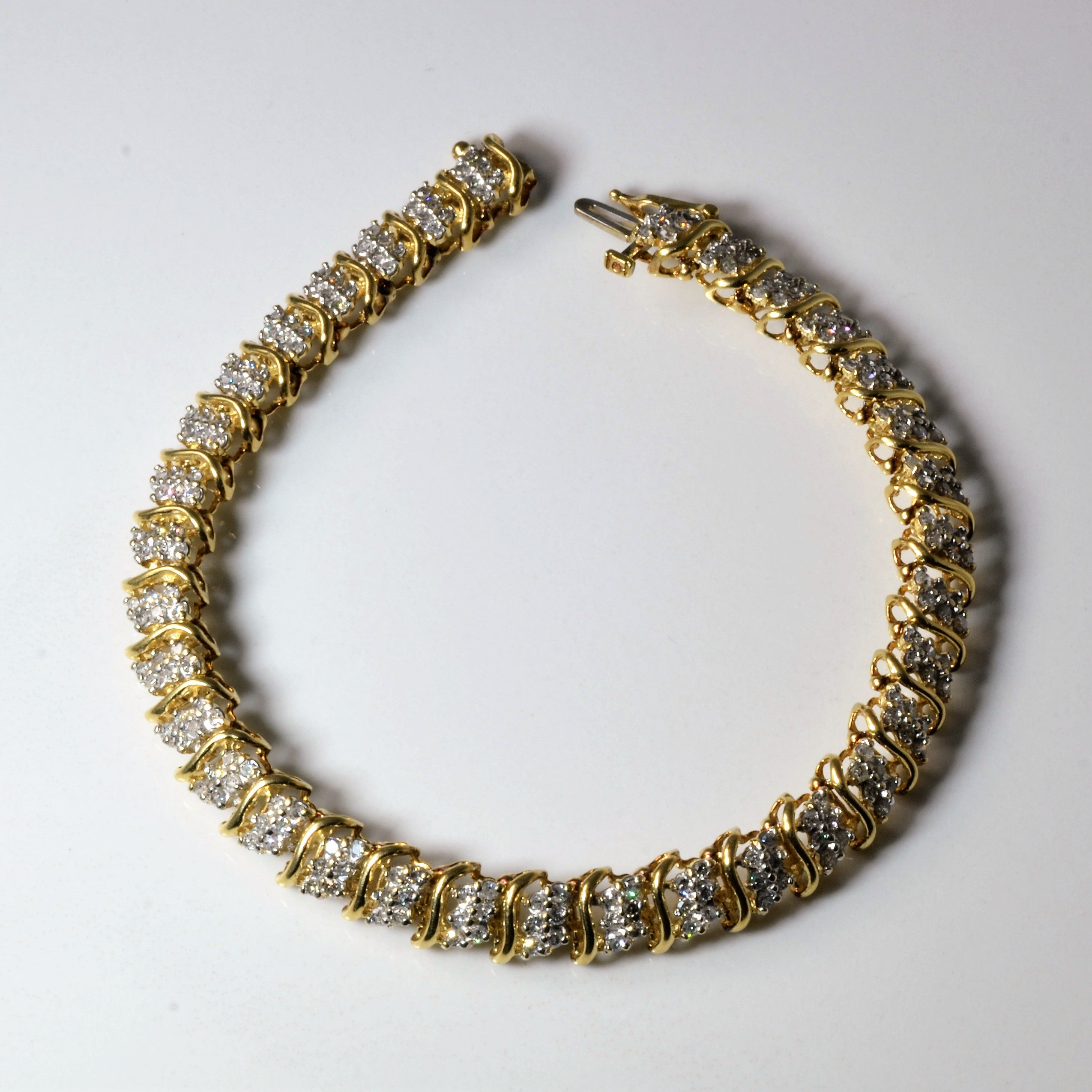 Bracelet de tennis en diamants en grappe | 2,04 ct | 7,5 po | 