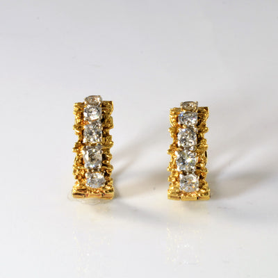 Textured Diamond Hoop Earrings | 2.22ctw |